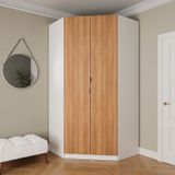 Guarda Roupa De Canto Closet Modular Com 6 Prateleiras Hera Cabecasa Madeiramadeira Branco Geada/louro