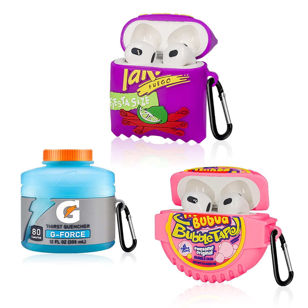 [pacote Com 3] Capa De Carregamento Fofa De Silicone Para Airpods De 3ª Geração