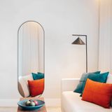 Espelho Oval 150x50cm Moldura Em Couro Yescasa