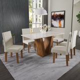 Conjunto Sala De Jantar Mesa Medelin Com 6 Cadeiras Venus Viero Pinho/blonde/bege