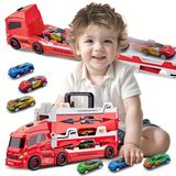 Caminhão De Brinquedo Eduvanku Com Pista De Ejeção De 90 Cm E Trailer De 3 Camadas