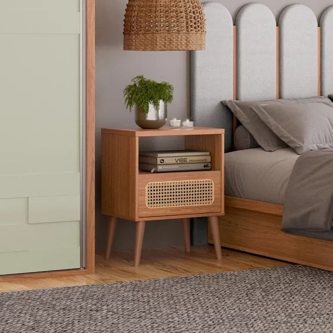 Mesa De Cabeceira Tela 1 Gaveta Dalla Costa Freijo Madeirado