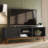 Rack Retrô Para Tv Até 60 Polegadas 1 Porta Panama Olivar Móveis Preto