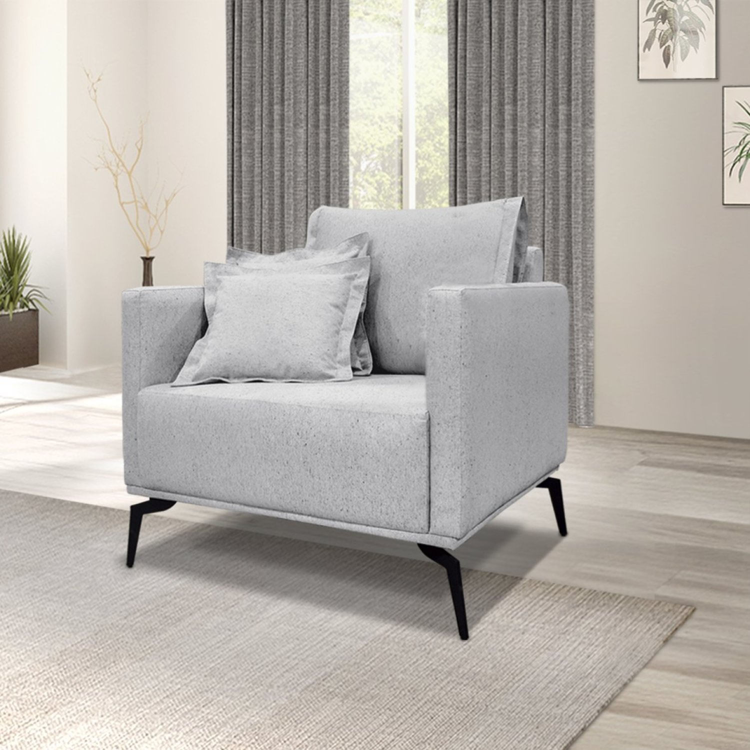 Poltrona Lion Linho Spezzia Decor Grigio