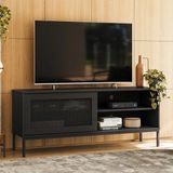 Rack Para Tv Até 55 Polegadas 1 Porta Buriti Olivar Móveis  Preto