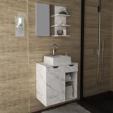 Gabinete Para Banheiro Com Espelheira E Cuba Bn3620 Tecnomobili Mármore Branco