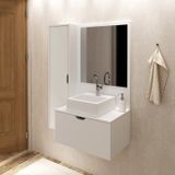 Gabinete Para Banheiro Com Espelheira E Cuba Bn3628 Tecnomobili Branco