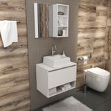 Gabinete Para Banheiro Com Espelheira E Cuba Bn3621 Branco