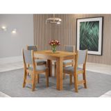 Conjunto Sala De Jantar Mesa Jude Com 4 Cadeiras Sol Viero Mel/cinza
