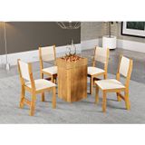 Conjunto Sala De Jantar Mesa Milao Tampo Vidro Com 4 Cadeiras Sol Viero Mel/creme