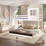 Beliche Solteiro Queen Montessoriano Cabana Family Com Escorregador E Estante Casatema Branco/off White