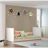 Cama Infantil Montessoriana Garden Com Grades Casatema Natural/branco