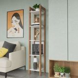 Estante Para Livros Haia 1,85x0,35m Yescasa Amêndoa/branco