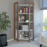 Estante Para Livros De Canto Haia Com 5 Prateleiras Yescasa Amêndoa/branco