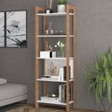 Estante Para Livros Haia 1,85x0,65m Yescasa Amêndoa/branco