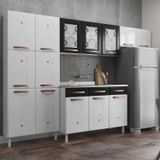 Cozinha Aço Completa 14 Portas 3 Gavetas Mirage New Telasul Branco/preto