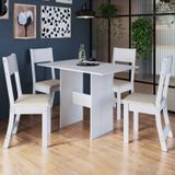 Conjunto Sala De Jantar 1 Mesa 4 Cadeiras Viena Indekes Branco/linho
