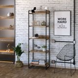 Estante Multiuso 5 Prateleiras 187x60cm Industrial Kuadra Compace Lâmina Mel
