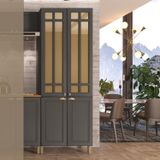 Paneleiro Duplo 4 Portas Com Vidro Paris Indekes Cinza