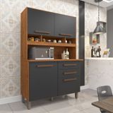 Armário Para Cozinha 4 Portas 2 Gavetas Sofia Plus Imop Móveis Cinamomo/grafite