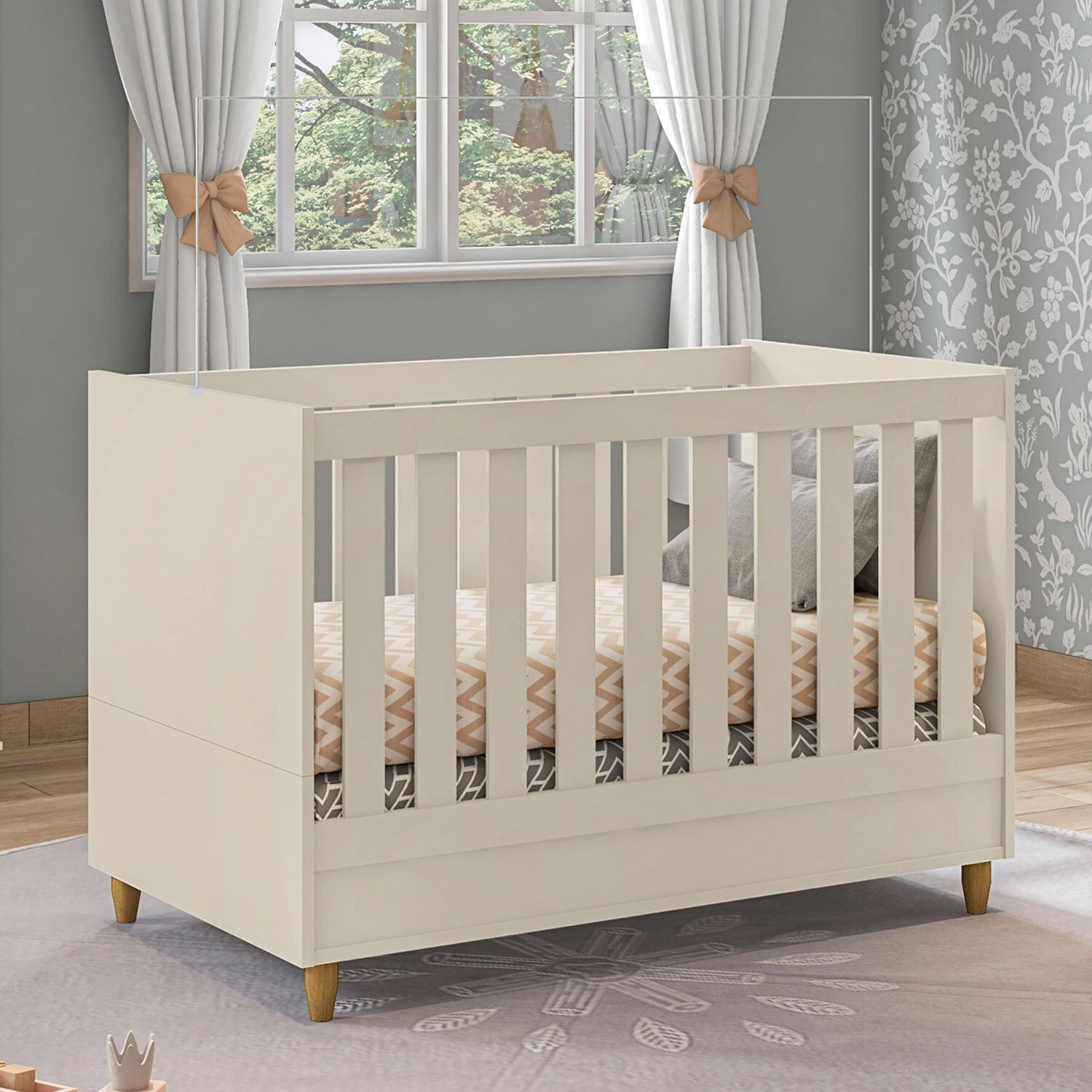 Berço Mini Cama Retrô Milka 70 Móveis Estrela Off White