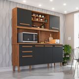 Armário para Cozinha 6 Portas 2 Gavetas Luna Plus Imop Móveis Cinamomo/Grafite