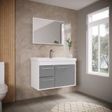 Gabinete Suspenso Para Banheiro Com Cuba 60cm Em Mdf Potenza Riverzza Gianduia