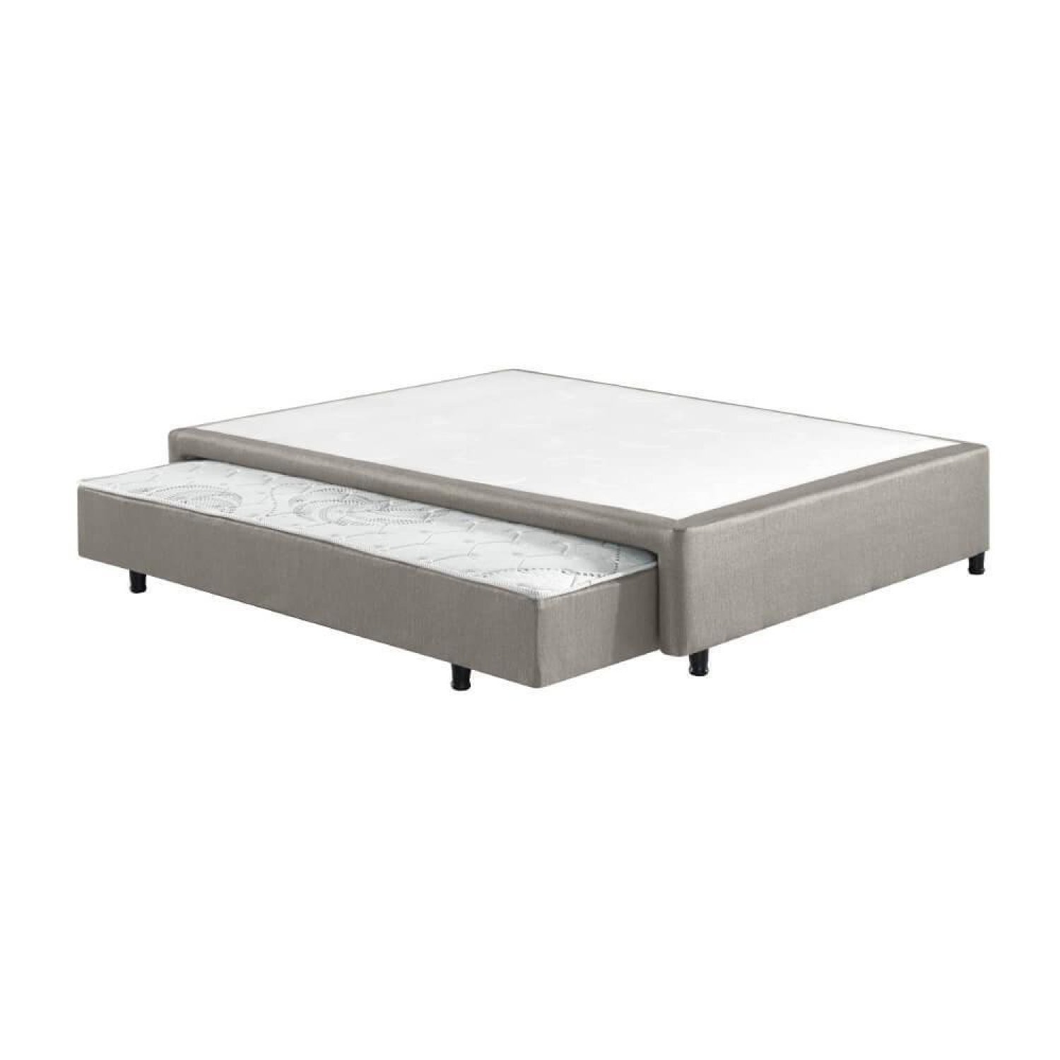 Base Box Sommier Casal Com Cama Auxiliar Ecoflex 36x138x188cm Cinza