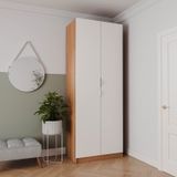 Guarda Roupa 2 Portas Com Cabideiro 2 Gavetas Hera Cabecasa Madeiramadeira Louro/branco Geada