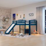 Cama Alta Kids Com Escorregador Em Madeira Maciça/mdf