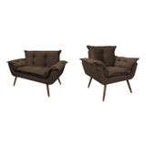 Conjunto Poltrona E Namoradeira Opala Veludo Rr Divano