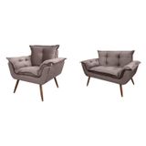 Conjunto Poltrona E Namoradeira Opala Veludo Rr Divano