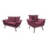 Conjunto Poltrona E Namoradeira Opala Veludo Rr Divano