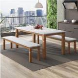 Conjunto Para Jardim Mesa 182cm Com 2 Bancos Rústicos Corona Ideal Deiss
