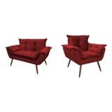 Conjunto Poltrona E Namoradeira Opala Veludo Rr Divano