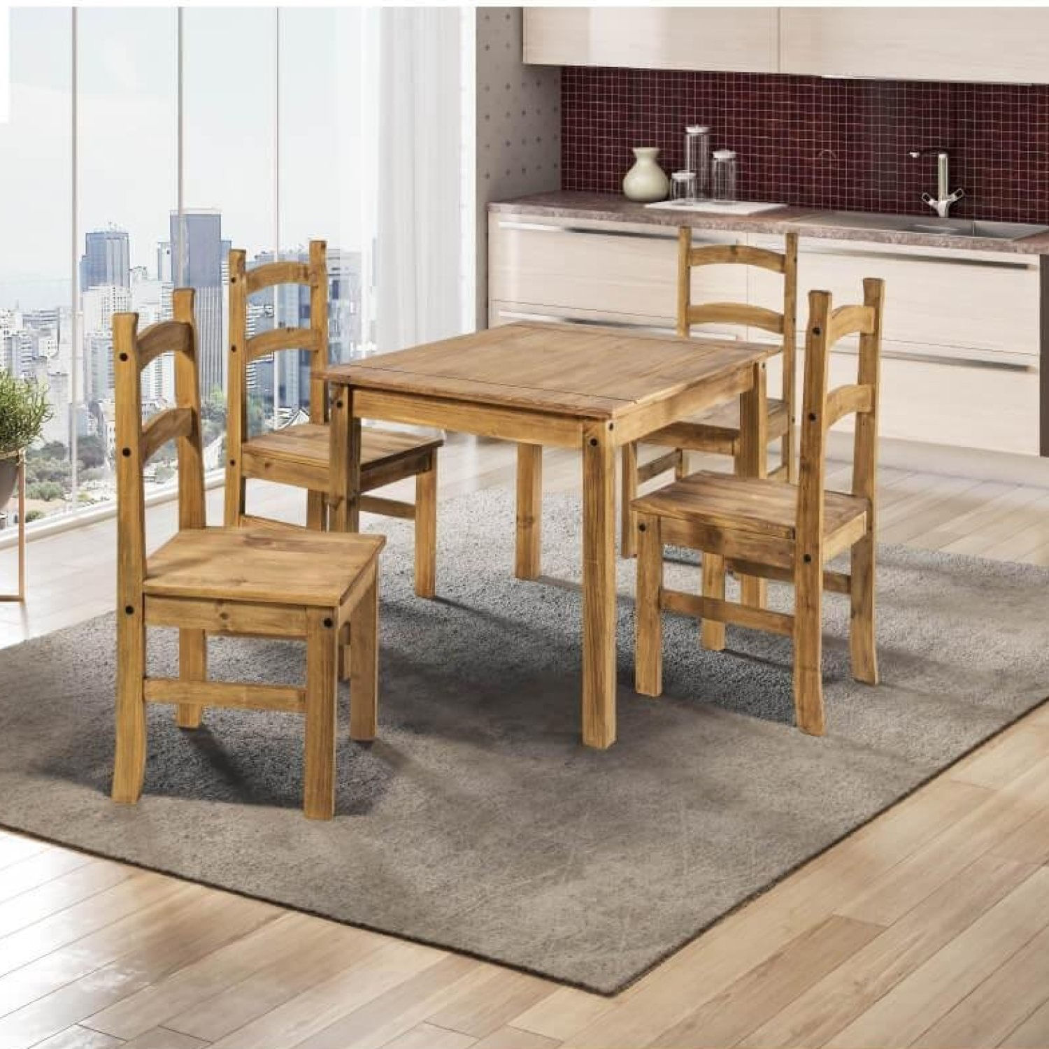 Conjunto De Mesa 100x80cm 4 Cadeiras Cancún Deiss Marrom