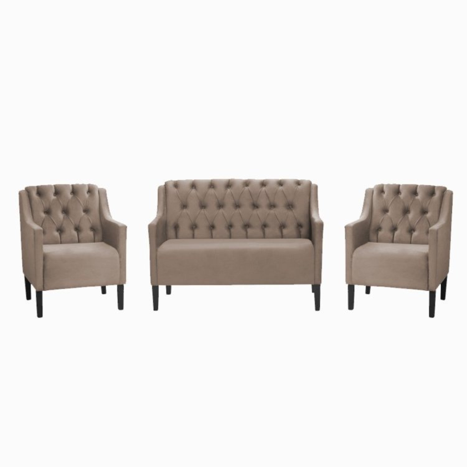 Conjunto Namoradeira Com 2 Poltronas Alice Capitonê Rr Divano Cappuccino