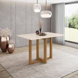 Mesa De Jantar Para 4 Lugares 120cm Canto Reto Natalí Nature/off White