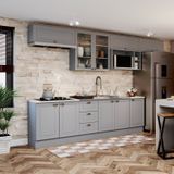 Cozinha Compacta 8 Peças Com Balcão E Tampo Para Cooktop Emily Espresso Móveis Cinza/calcare