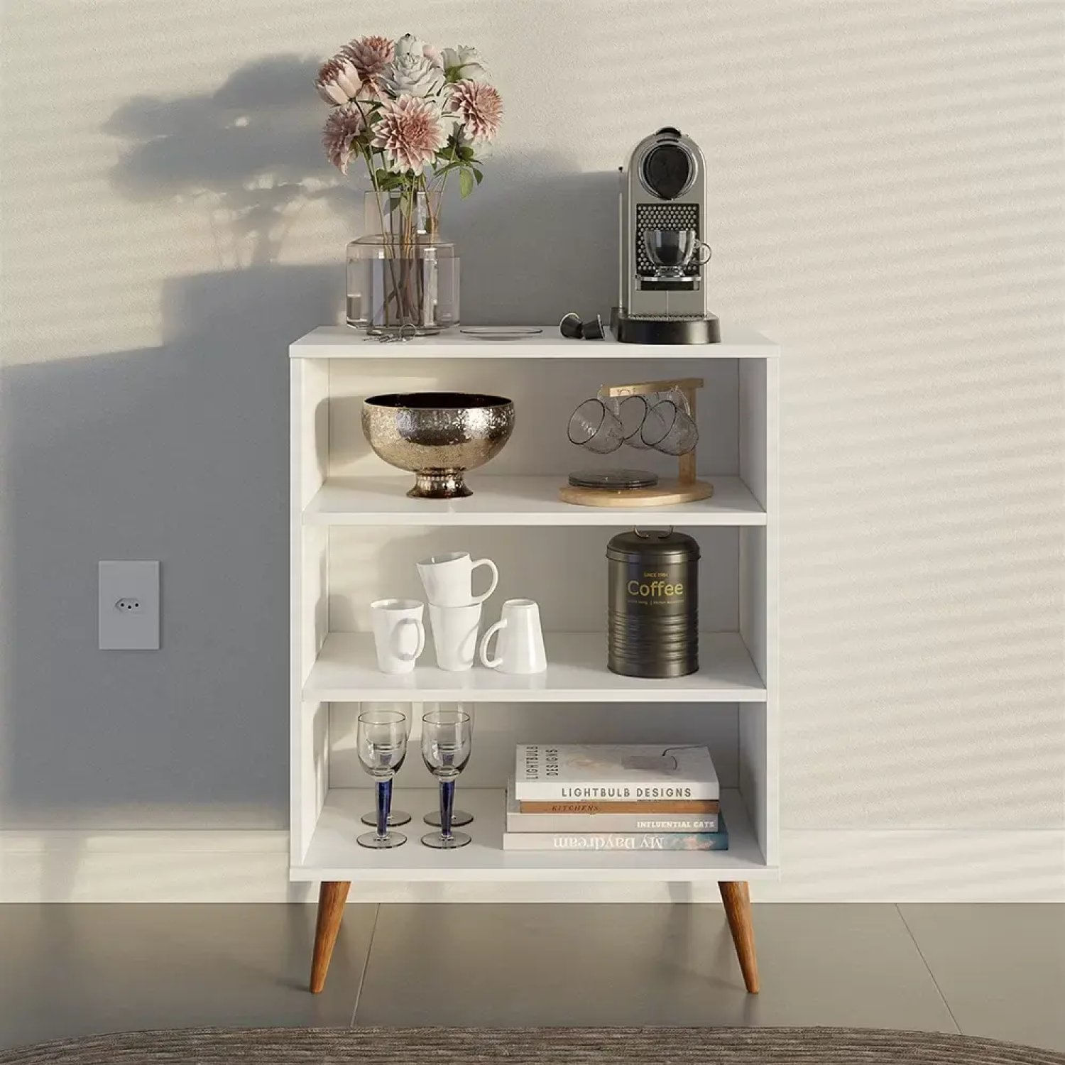 Buffet Aparador Retrô Cantinho Do Café Pés Palito Branco