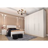 Quarto Casal Completo Guarda Roupa 6 Portas Veneza Com Cama E Mesa De Cabeceira Neve Tcil Móveis Neve