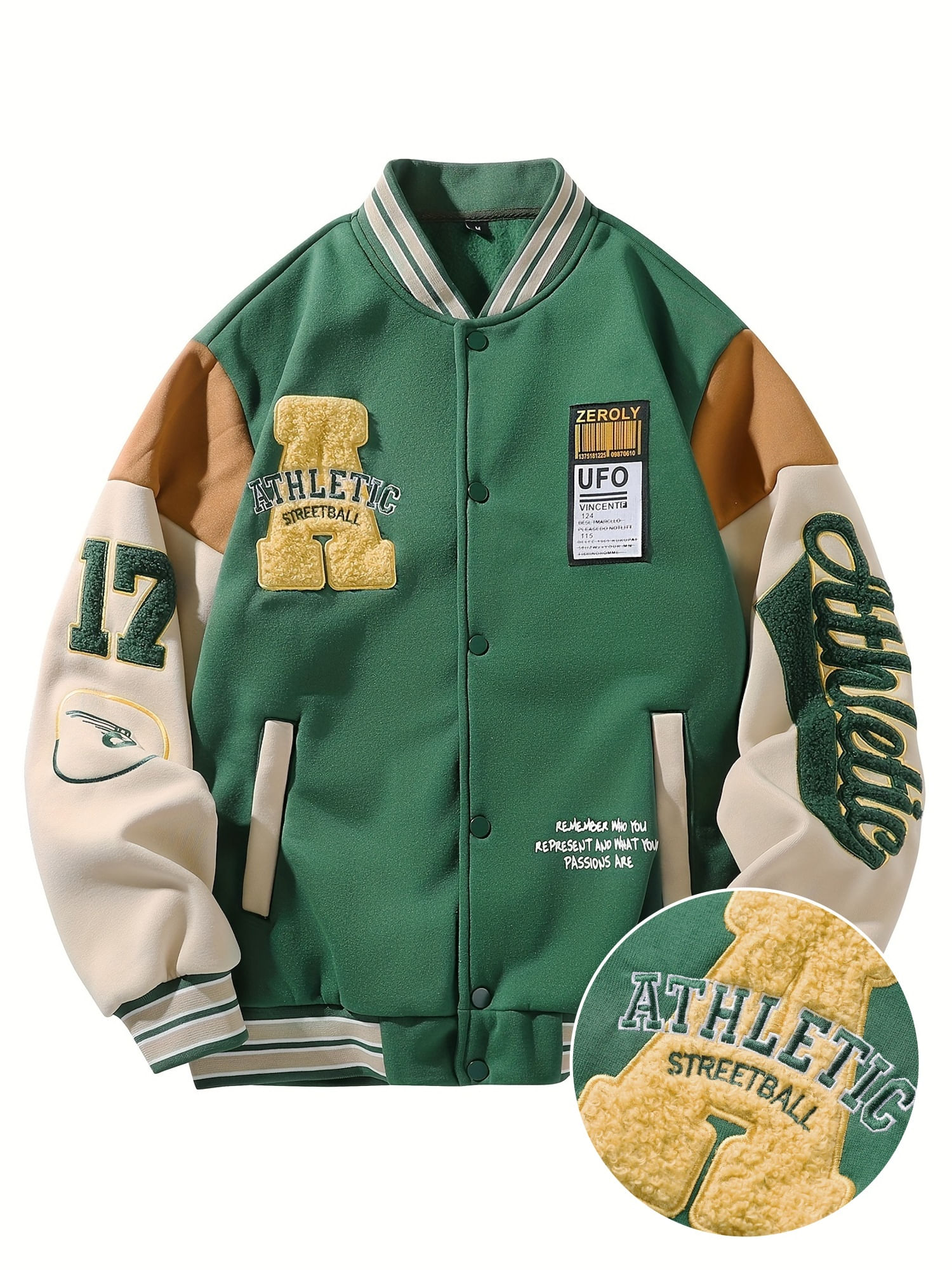 Jaqueta Varsity Masculina Com Bordado Lavvel Verde Xg