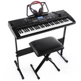 Teclado Eletrônico Joymusic De 61 Teclas Com Fones De Ouvido, Microfone E Suporte