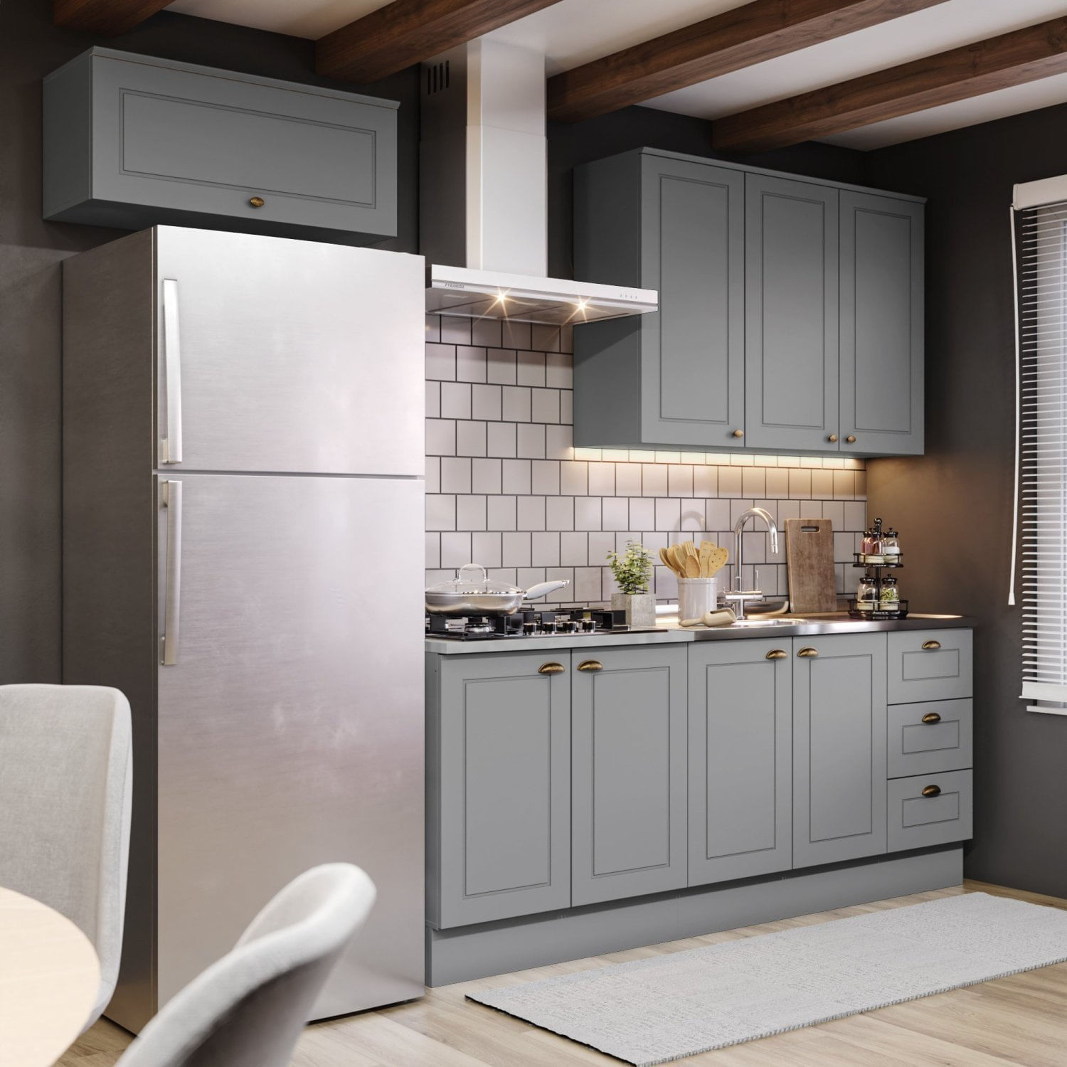 Cozinha Compacta 4 Peças Emily Cinza/calcare