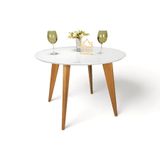 Mesa De Jantar Tampo Com Vidro Redonda 90x90cm Slim Branco