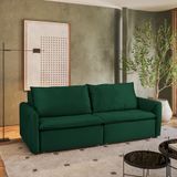 Sofá Cama Retrátil E Reclinável 4 Lugares 225cm Em Veludo Com Molas Greta Yescasa Verde