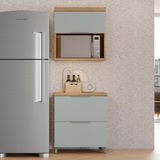 Cozinha Modulada 2 Peças Ripado 100% Mdf Marquesa Nature/verde