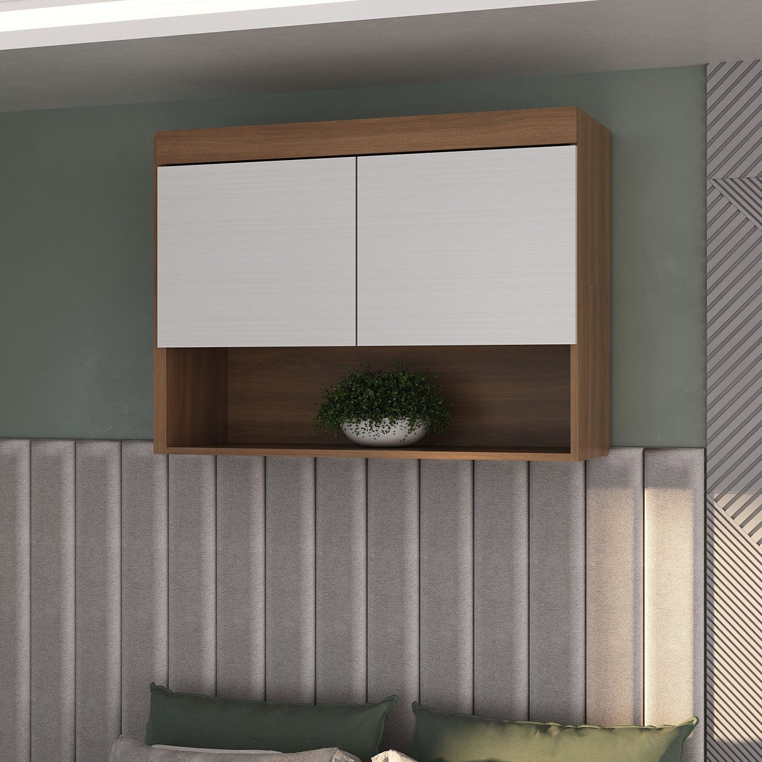 Módulo Aéreo 2 Portas Viena Nogal/branco