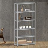 Estante Para Livros Com Estrutura Metalica 6 Prateleiras Cinza