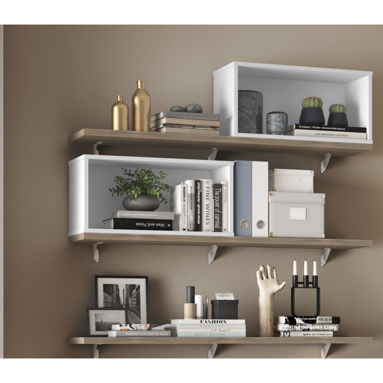 Prateleira 120cm P25 Nogueira Casa Blanca